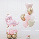 Шар (37''/94 см) Фигура, Динозаврик Принцесса, Розовый, 1 шт. в уп., 23722P