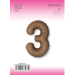 Шар (40''/102 см) Цифра, 3 Slim, Шоколад, Матовый, 1 шт. в уп., B901913MCH