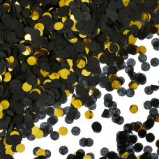 Конфетти купаж, Круг, фольга и тишью, Черно-золотой микс, Металлик, 1 см, 50 г., 6015314