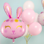 Шар (32''/81 см) Фигура, Цветочный Зайка, Розовый, 1 шт., 23359