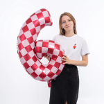 Шар (34''/86 см) Цифра, 6 Клеточки, Розовый/Фуше, 1 шт. в уп., 26646