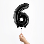 Шар с клапаном (16''/41 см) Мини-цифра, 6, Черный, Матовый, 1 шт., 23886