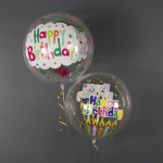 Шар с клапаном (18''/46 см) Сфера, Deco Bubble, Сверкающий ДР, Прозрачный, Кристалл, 1 шт. в уп., 518001