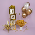 Шар 3D (26''/66 см) Звезда, Составная, Белое золото, 1 шт. в уп., 24042