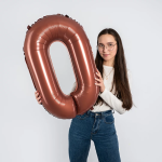 Шар (32''/81 см) Цифра, 0, Шоколадный, 1 шт. в уп., 26040