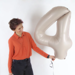 Шар (40''/102 см) Цифра, 4 Slim, Мистик, Кремовый, Сатин, 1 шт. в уп., 221233