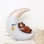 Шар (34''/86 см) Фигура, Полумесяц с медвежонком, 1 шт., 23553
