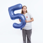Шар (34''/86 см) Цифра, 5, Синий, Сатин, 1 шт. в уп., 131055V