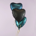 Шар (18''/46 см) Сердце, Черный, Сатин, 1 шт., 180000SFK