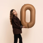 Шар (40''/102 см) Цифра, 0 Slim, Шоколад, Матовый, 1 шт. в уп., B901910MCH