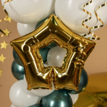 Шар (14''/36 см) Мини-звезда, Контур, Золото, 1 шт., 902501O