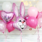 Шар (35''/89 см) Фигура, Заяц, Розовый, 1 шт., 901589RS