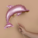 Шар с клапаном (17''/43 см) Мини-фигура, Дельфин, Розовый, Сатин, 1 шт., 26076