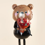 Шар 3D (64''/163 см) Ходячая Фигура, Мишка с букетом роз, 1 шт. в уп., 25561-P