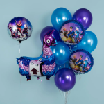 Шар (30''/76 см) Фигура, Лама с припасами, Сиреневый, 1 шт., 25057