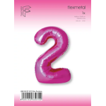 Шар (40''/102 см) Цифра, 2 Slim, Фуше, Металлик, 1 шт. в уп., B901912F