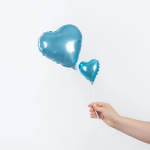 Шар с клапаном (10''/25 см) Мини-сердце, Голубой, Металлик, 1 шт., 27243