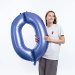 Шар (34''/86 см) Цифра, 0, Синий, Сатин, 1 шт. в уп., 131050V