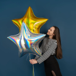 Шар (32''/81 см) Звезда, Золото, Голография, 1 шт., 24044