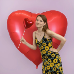 Шар (68''/173 см) Сердце, Красный, Сатин, 1 шт. в уп., 23914