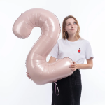 Шар (40''/102 см) Цифра, 2, Винтажная роза, Сатин, 1 шт. в уп., 26712