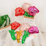 Шар с клапаном (14''/36 см) Мини-цветок, Роза, Красный, 1 шт., 23612