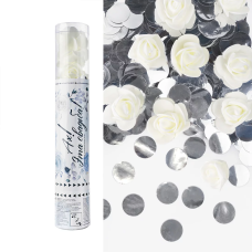 Пневмохлопушка (12/30 см), Ах, Эта Свадьба!, Круги фольга и цветы фоамиран, 1 шт., 723011