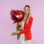 Шар (38''/97 см) Цветок, Роза, Красный, 1 шт. в уп., 26227P