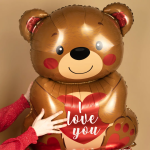 Шар 3D (58''/147 см) Фигура на подставке, Мишка с сердцем, 1 шт. в уп., 23839