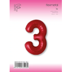 Шар (40''/102 см) Цифра, 3 Slim, Красный, Металлик, 1 шт. в уп., B901913R