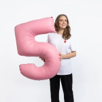 Шар (40''/102 см) Цифра, 5, Розовая Сакура, Матовый, 1 шт. в уп., 400500MSPK-P