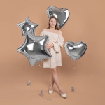 Шар (24''/61 см) Звезда, Серебро, Металлик, 1 шт., 27221