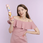 Пневмохлопушка (12/30 см), Праздничные шарики, Звезды и сердца фольга, Золото/Розовый, 1 шт., 923015