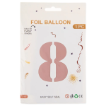 Шар (40''/102 см) Цифра, 8, Пыльная роза, Сатин, 1 шт. в уп., 24278
