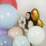 Шар (20''/51 см) Цветок, Ромашка (надув воздухом), Белый, 1 шт., 19988