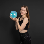 Шар 3D (10''/25 см) Мини-сфера, Голубой, Хамелеон, 1 шт. в уп., 24939