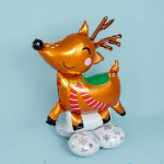 Шар 3D (37''/94 см) Фигура на подставке, Олень в красном шарфе, 1 шт. в уп., 24379