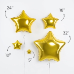 Шар (32''/81 см) Звезда, Золото, Металлик, 1 шт., 27223