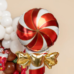 Шар (59''/150 см) Фигура, Леденец трость с бантом, Красный/Золото, 1 шт. в уп., 25035P