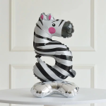 Шар (23''/58 см) Цифра на подставке, 5 Зверята, Зебра, 1 шт. в уп., 24655