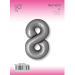 Шар (40''/102 см) Цифра, 8 Slim, Лунное Серебро, Матовый, 1 шт. в уп., B901918MMS