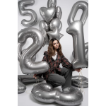 Шар (40''/102 см) Цифра, 0 Slim, Лунное Серебро, Матовый, 1 шт. в уп., B901910MMS