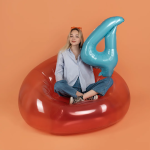 Шар (40''/102 см) Цифра, 4, Голубой, Матовый, 1 шт. в уп., 24114