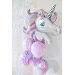 Шар (46''/117 см) Фигура, Голова, Нежный Единорог, Сиреневый, 1 шт., 15236