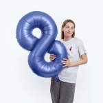 Шар (34''/86 см) Цифра, 8, Синий, Сатин, 1 шт. в уп., 131058V