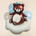 Шар (48''/122 см) Фигура, Мишка на облачке (голубой колпачок), Сатин, 1 шт., 27771