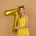 Шар (40''/102 см) Цифра, 7, Золото, Металлик, 1 шт. в уп., 24087