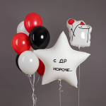 Шар (32''/81 см) Звезда, Белый, Матовый, 1 шт. в уп., 24849P