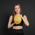 Шар 3D (10''/25 см) Мини-сфера, Желтый, Хамелеон, 1 шт. в уп., 24933