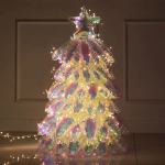 Шар (39''/99 см) Фигура 3D, Новогодняя елочка, Прозрачный, Хамелеон, 1 шт. в уп., 26098